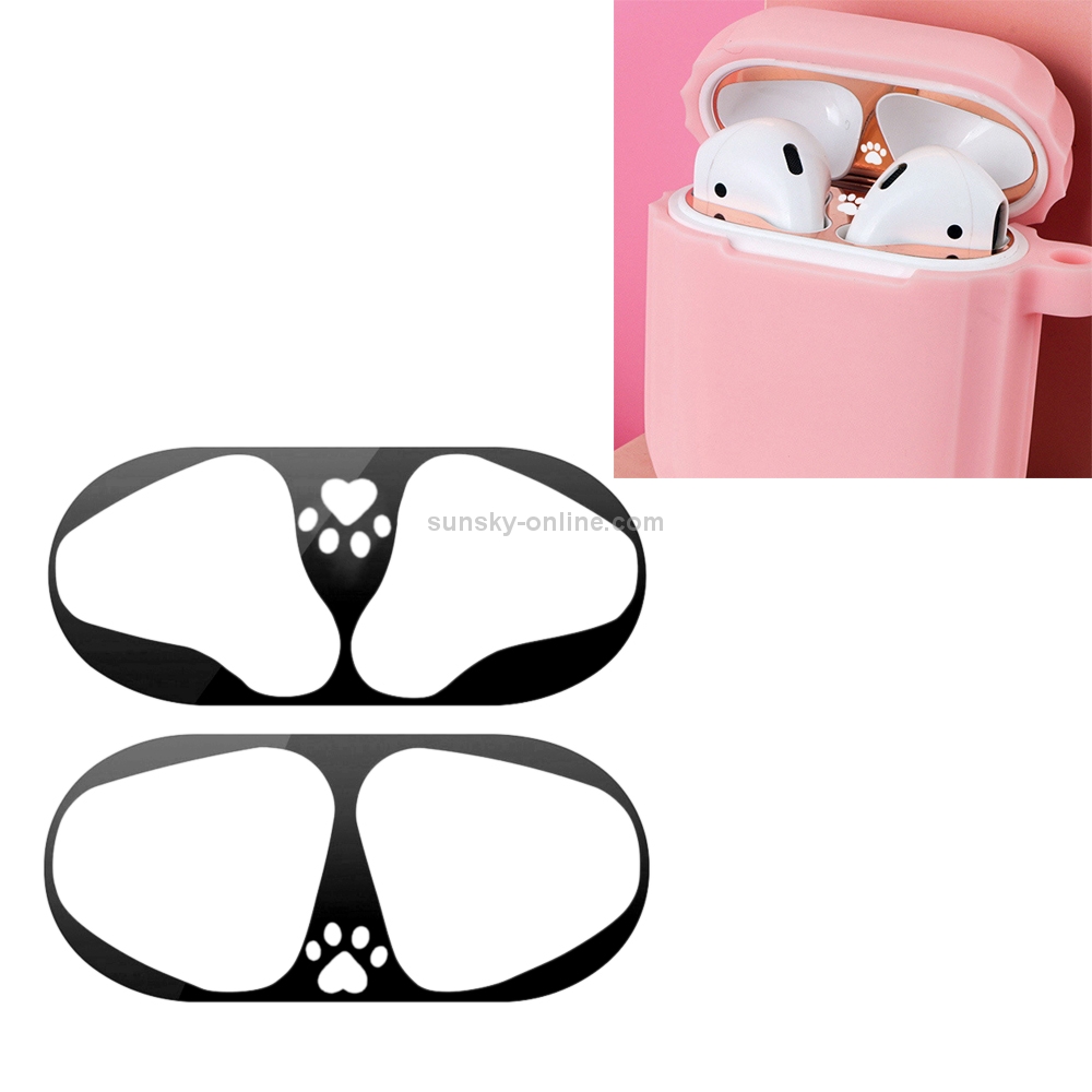 Cat Claw Pattern Metal Dustproof Protective Sticker for Apple AirPods 1/2(Black) Cat Claw Pattern Metal Dustproof Protective Sticker for Apple AirPods 1/2(Black)