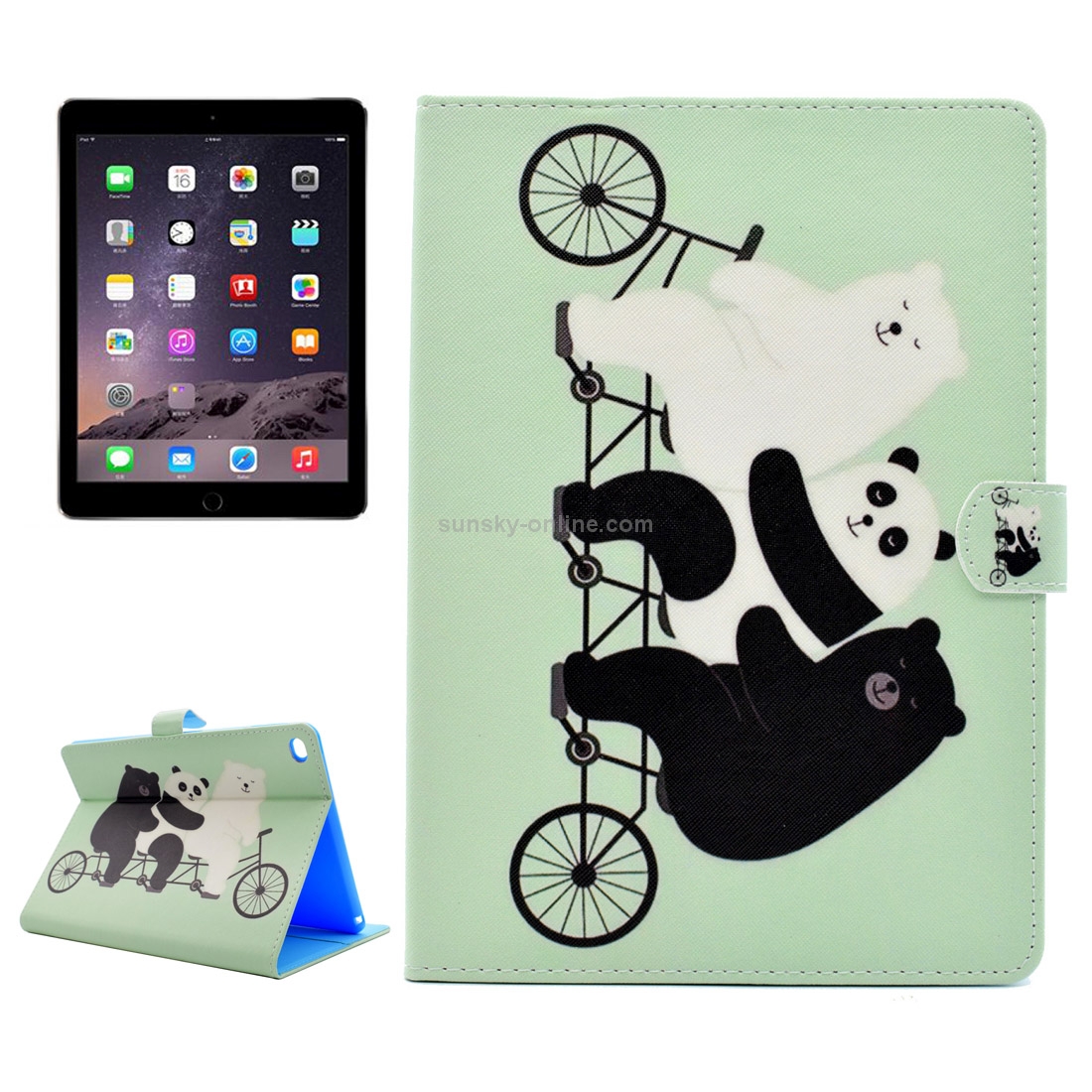 For iPad Air 2 / iPad 6 Cute Bear Pattern Horizontal Flip Leather Case with Holder & Card Slots & Wallet For iPad Air 2 / iPad 6 Cute Bear Pattern Horizontal Flip Leather Case with Holder & Card Slots & Wallet