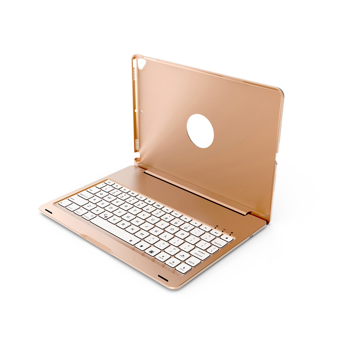 F102 For iPad 10.2 inch Wireless Bluetooth Keyboard Leather Tablet Case with Backlight (Gold)