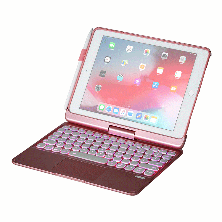 Q5 For iPad 2017 & 2018 / Pro 9.7 / Air 2 / Air Rotating Colorful Glowing Plastic Dot Bluetooth Keyboard (Rose Gold) Q5 For iPad 2017 & 2018 / Pro 9.7 / Air 2 / Air Rotating Colorful Glowing Plastic Dot Bluetooth Keyboard (Rose Gold)