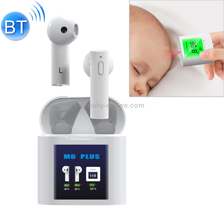 M6 PLUS TWS Bluetooth 5.0 Wireless Bluetooth Earphone with Magnetic Attraction Charging Box & LCD Display, Support for Thermometer & Call & Siri & Power Display M6 PLUS TWS Bluetooth 5.0 Wireless Bluetooth Earphone with Magnetic Attraction Charging Box & LCD Display, Support for Thermometer & Call & Siri & Power Display