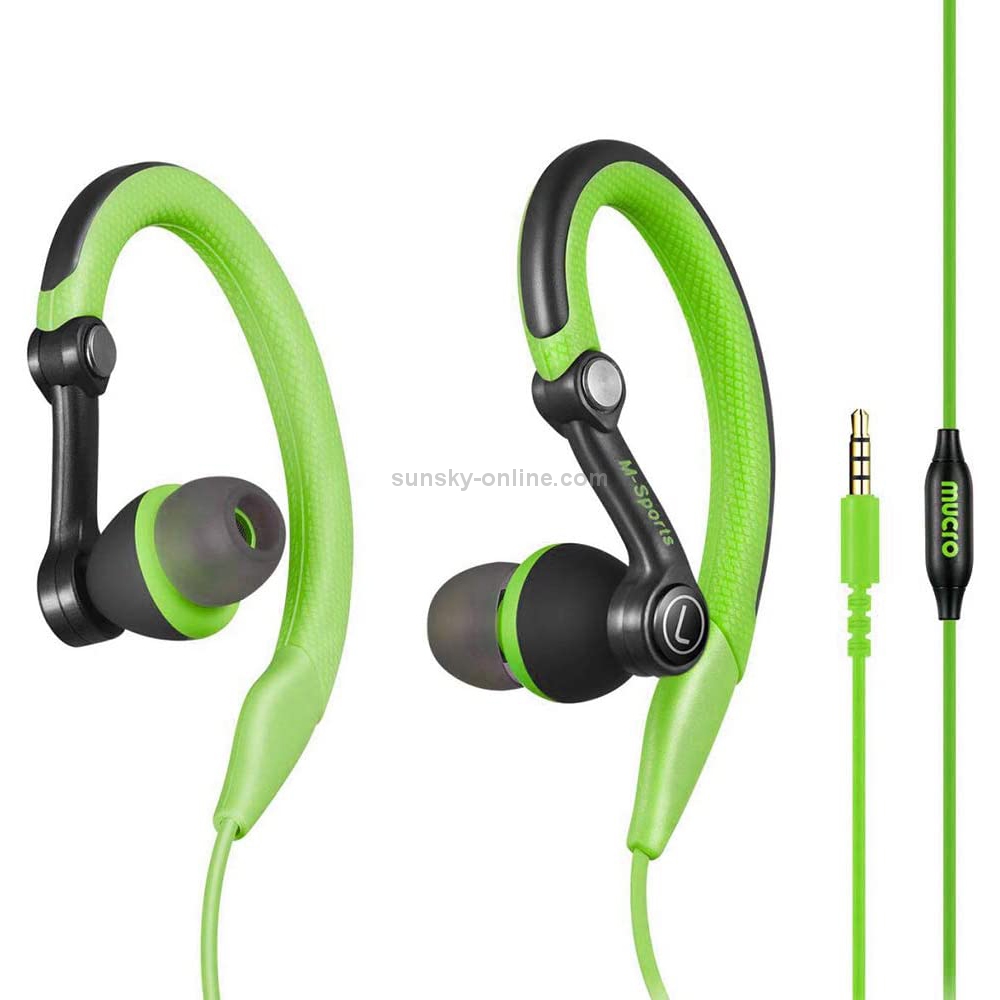 Mucro MB-232 Running In-Ear Sport Earbuds Earhook Wired Stereo Headphones for Jogging Gym(Green) Mucro MB-232 Running In-Ear Sport Earbuds Earhook Wired Stereo Headphones for Jogging Gym(Green)
