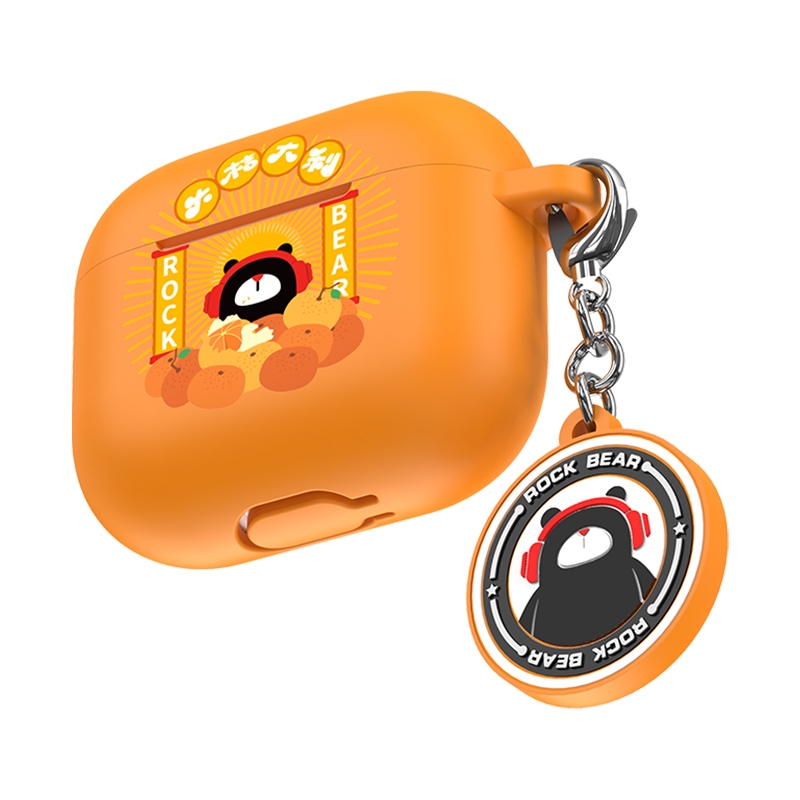 ROCK Bear Pattern Silicone Protective Case for AirPods 3 (Orange) ROCK Bear Pattern Silicone Protective Case for AirPods 3 (Orange)