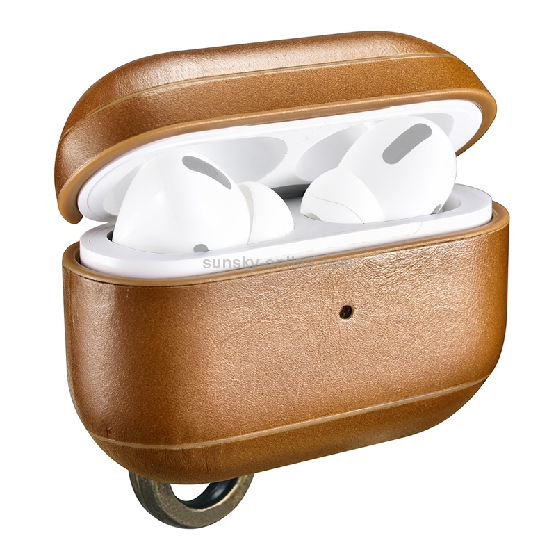 ICARER For Apple AirPods Pro Ring Buckle Version Retro Earphone Protective Leather Case(Khaki) ICARER For Apple AirPods Pro Ring Buckle Version Retro Earphone Protective Leather Case(Khaki)