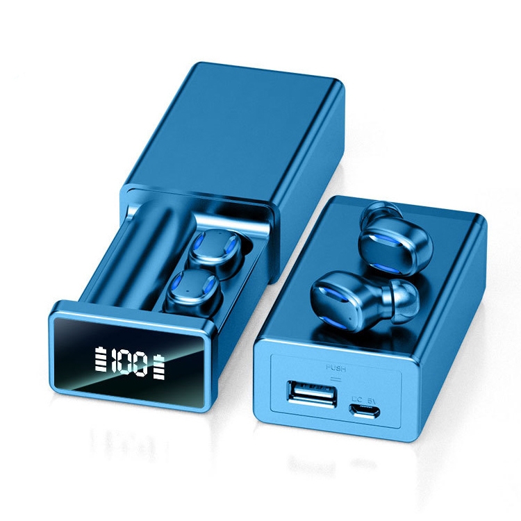 A22 English Version Pull-out Digital Display Bluetooth Earphone with Magnetic Charging Box, Support Touch Light & Power Bank (Blue) A22 English Version Pull-out Digital Display Bluetooth Earphone with Magnetic Charging Box, Support Touch Light & Power Bank (Blue)