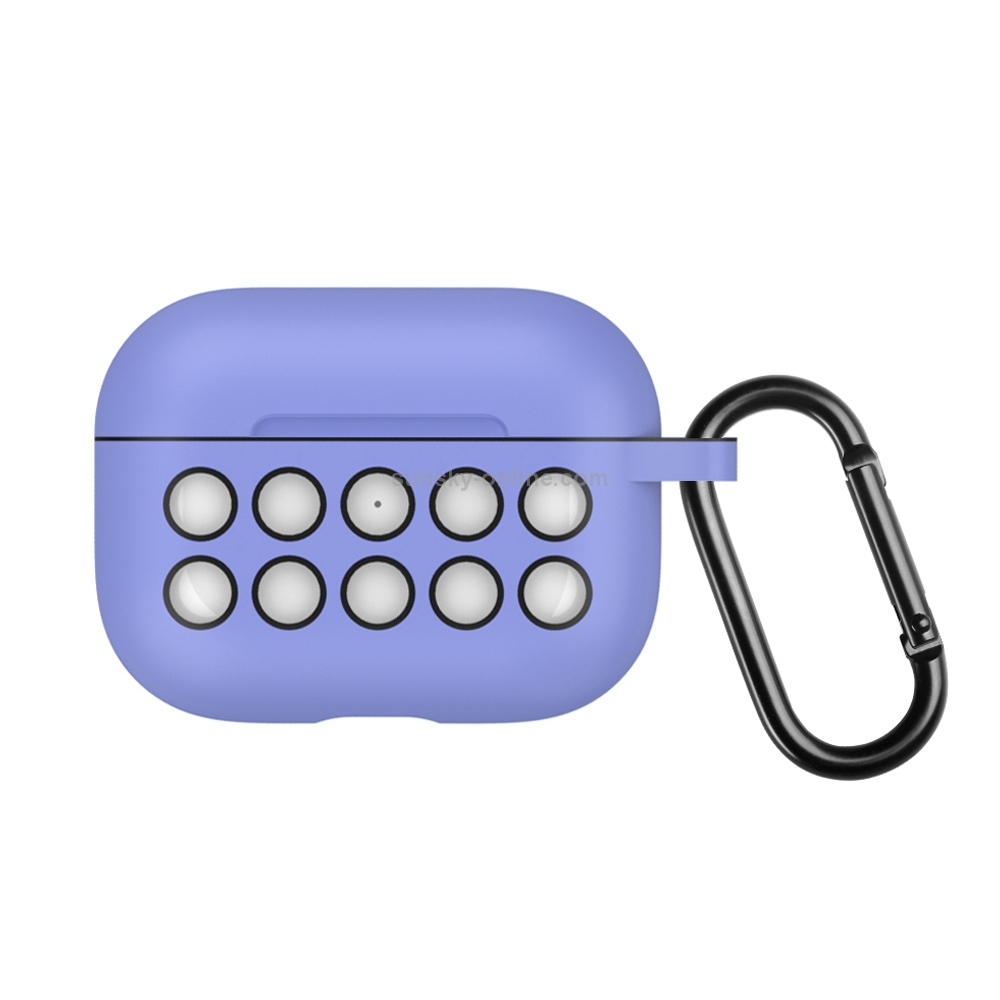 For Apple AirPods Pro Wireless Earphone Double Color Liquid Silicone 10 Hole Protective Case with Hook(Black Blue) For Apple AirPods Pro Wireless Earphone Double Color Liquid Silicone 10 Hole Protective Case with Hook(Black Blue)