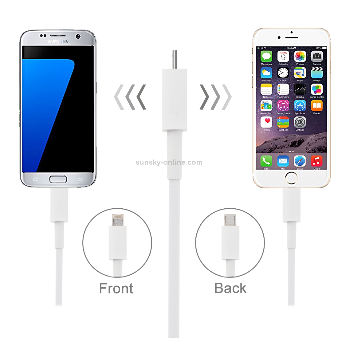 2 in 1 Round Wire 1m Micro USB & 8 Pin to USB Data / Charger Cable 2 in 1 Round Wire 1m Micro USB & 8 Pin to USB Data / Charger Cable