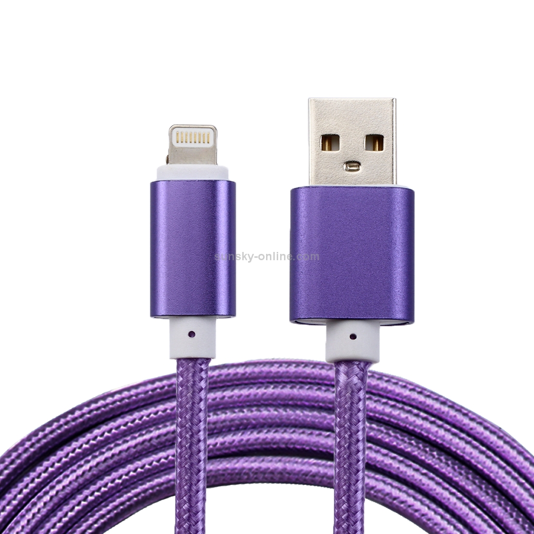 2m Woven Style Metal Head 84 Cores 8 Pin to USB 2.0 Data / Charger Cable(Purple) 2m Woven Style Metal Head 84 Cores 8 Pin to USB 2.0 Data / Charger Cable(Purple)