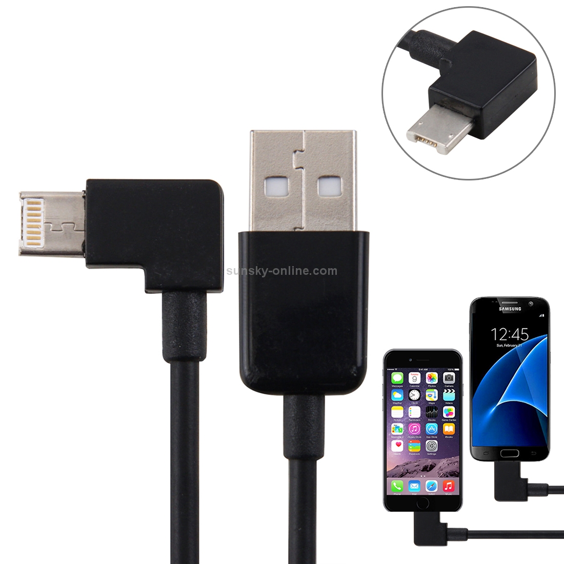 2 in 1 Round Wire 1m Micro USB & 8 Pin to USB Data / Charger Cable 2 in 1 Round Wire 1m Micro USB & 8 Pin to USB Data / Charger Cable