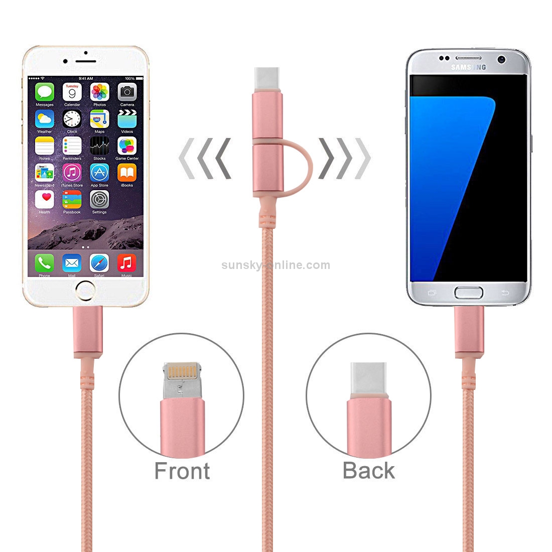 ENKAY Hat-Prince Woven Style 2A Micro USB & 8 Pin & USB-C / Type-C 3.1 Data / Charger Cable ENKAY Hat-Prince Woven Style 2A Micro USB & 8 Pin & USB-C / Type-C 3.1 Data / Charger Cable