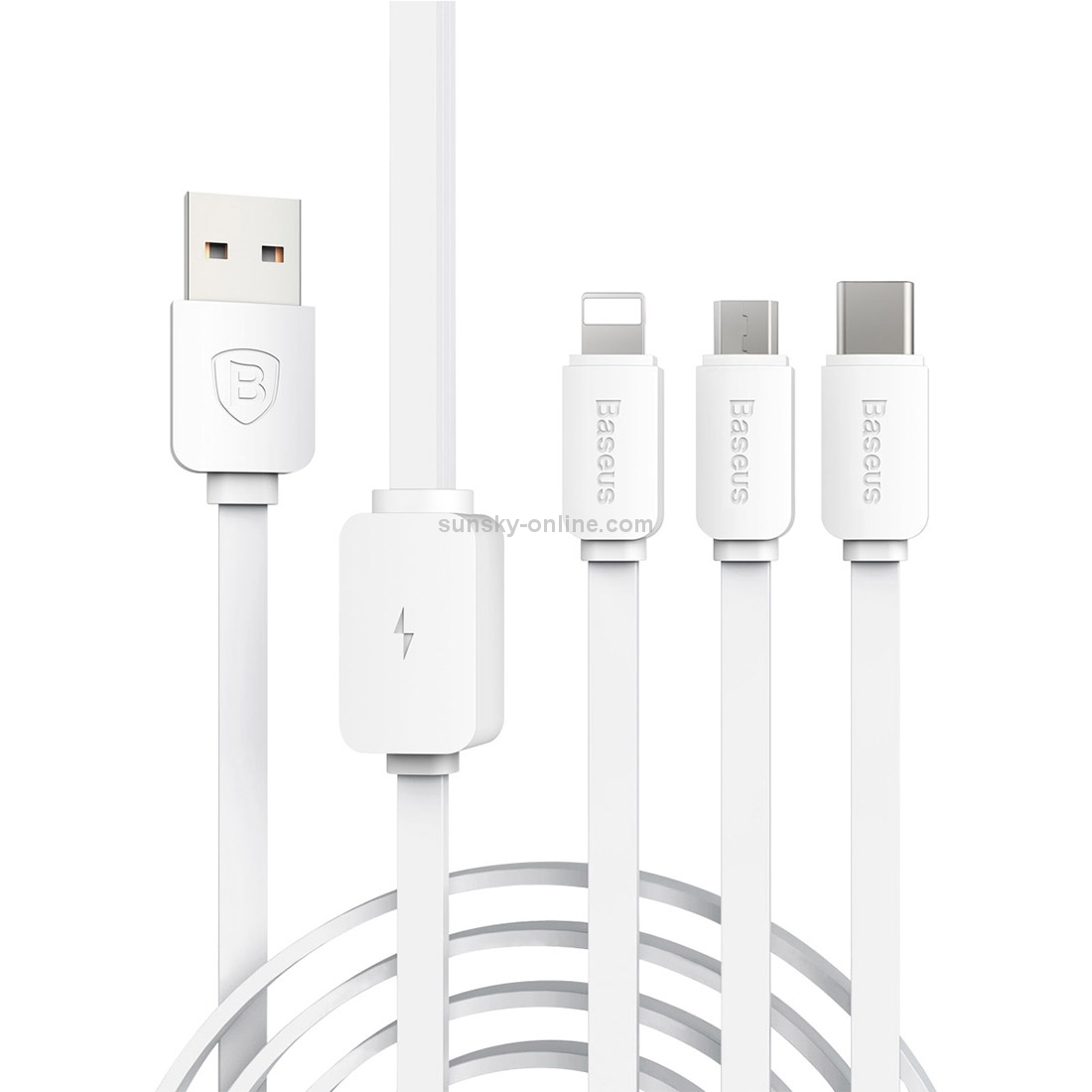 Baseus 3 in 1 Union Series 1.2M (1 x 8 Pin + 1 x Micro USB + 1 x USB-C / Type-C) Data Sync Cable Charging Cable for iPhone & iPad & iPod & New MacBook Air 12 inch, Samsung, Google, Nokia, HTC, Sony, Huawei, Xiaomi, Meizu, OnePlus, Letv(White) Baseus 3 in 1 Union Series 1.2M (1 x 8 Pin + 1 x Micro USB + 1 x USB-C / Type-C) Data Sync Cable Charging Cable for iPhone & iPad & iPod & New MacBook Air 12 inch, Samsung, Google, Nokia, HTC, Sony, Huawei, Xiaomi, Meizu, OnePlus, Letv(White)