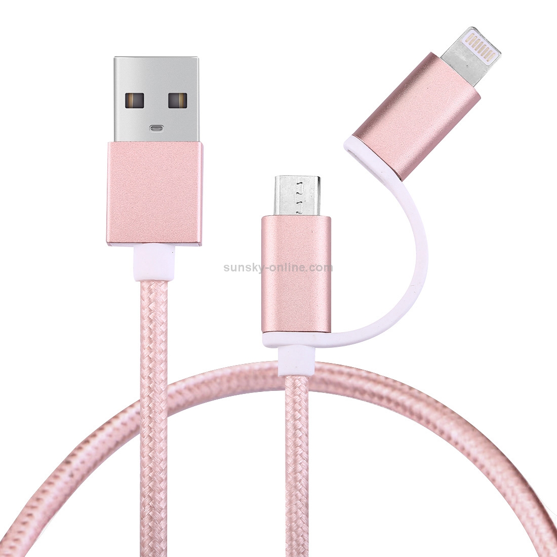 2 in 1 Woven Style 30cm Metal Head Micro USB & 8 Pin to USB Data / Charger Cable 2 in 1 Woven Style 30cm Metal Head Micro USB & 8 Pin to USB Data / Charger Cable