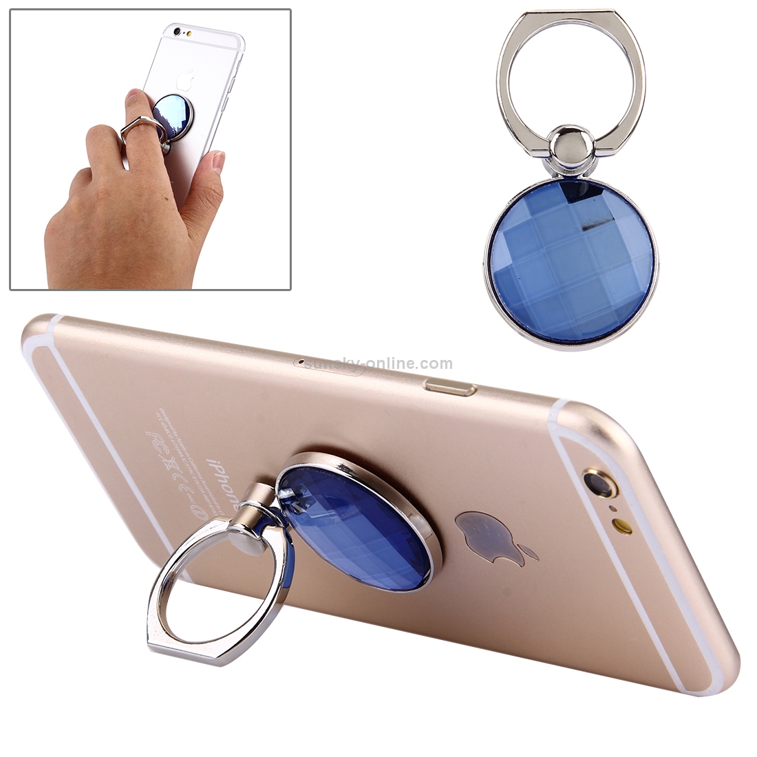 Blue Crystal Diamond Encrusted Ring Phone Holder for iPhone / Huawei / Samsung / HTC / Sony / LG Mobile Phone(Silver) Blue Crystal Diamond Encrusted Ring Phone Holder for iPhone / Huawei / Samsung / HTC / Sony / LG Mobile Phone(Silver)