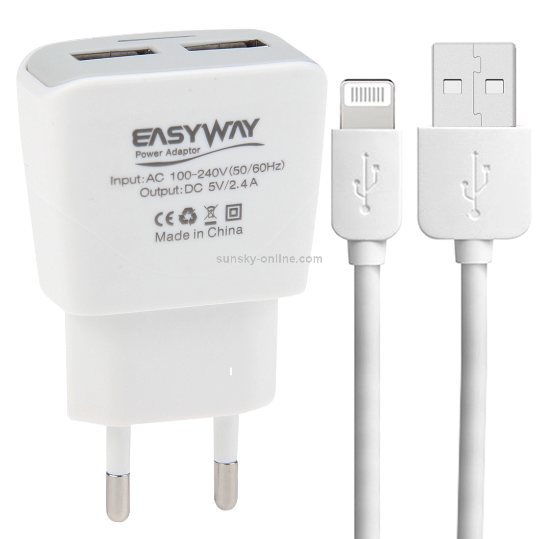 2-Ports 5V 2.4A High Compatibility USB Quick Charger with 1m 8 Pin USB Data Charging Cable 2-Ports 5V 2.4A High Compatibility USB Quick Charger with 1m 8 Pin USB Data Charging Cable