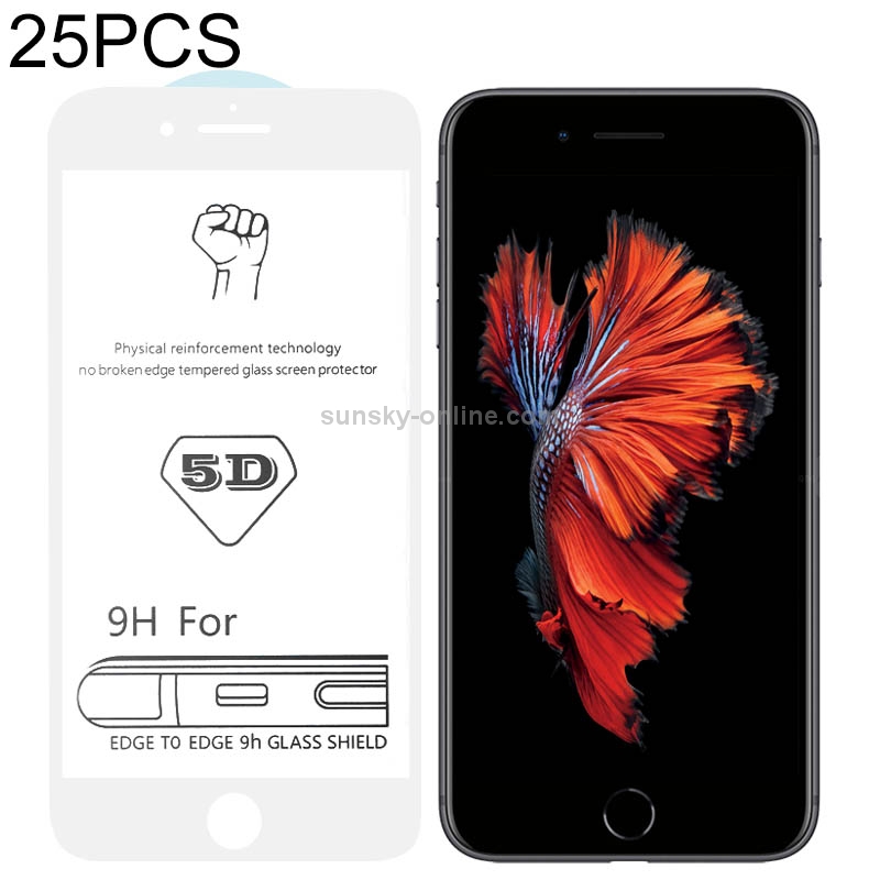 25 PCS 9H 5D White Full Glue Full Screen Tempered Glass Film for iPhone 6 / 6s 25 PCS 9H 5D White Full Glue Full Screen Tempered Glass Film for iPhone 6 / 6s