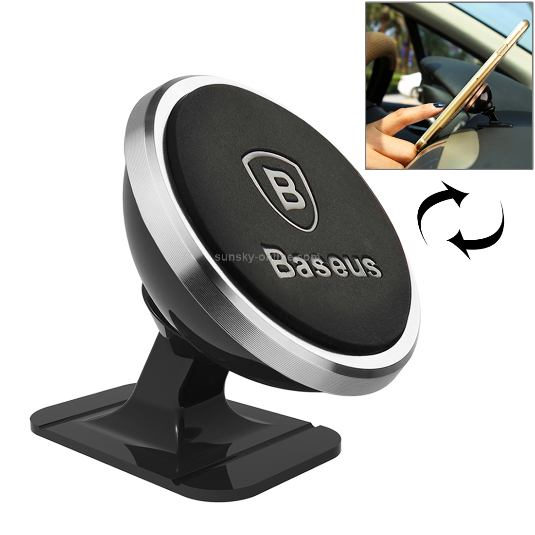 Baseus 360 Degree Rotatable Universal Magnetic Mount Holder with Sticker for iPhone, Galaxy, Huawei, Xiaomi, LG, HTC and Other Smart Phones(Silver) Baseus 360 Degree Rotatable Universal Magnetic Mount Holder with Sticker for iPhone, Galaxy, Huawei, Xiaomi, LG, HTC and Other Smart Phones(Silver)