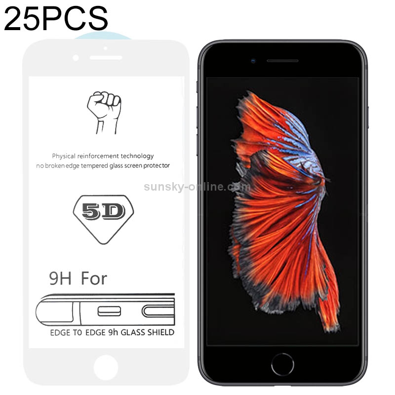 25 PCS 9H 5D White Full Glue Full Screen Tempered Glass Film for iPhone 6 Plus / 6s Plus 25 PCS 9H 5D White Full Glue Full Screen Tempered Glass Film for iPhone 6 Plus / 6s Plus