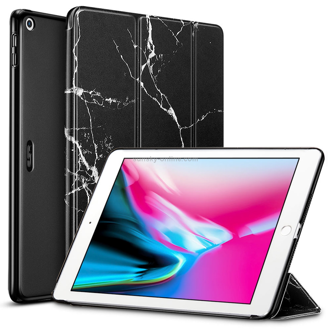 ESR Marble Series Three-folding Magnetic Leather Case for iPad 9.7 (2018) / (2017), with Sleep / Wake-up Function(Black) ESR Marble Series Three-folding Magnetic Leather Case for iPad 9.7 (2018) / (2017), with Sleep / Wake-up Function(Black)