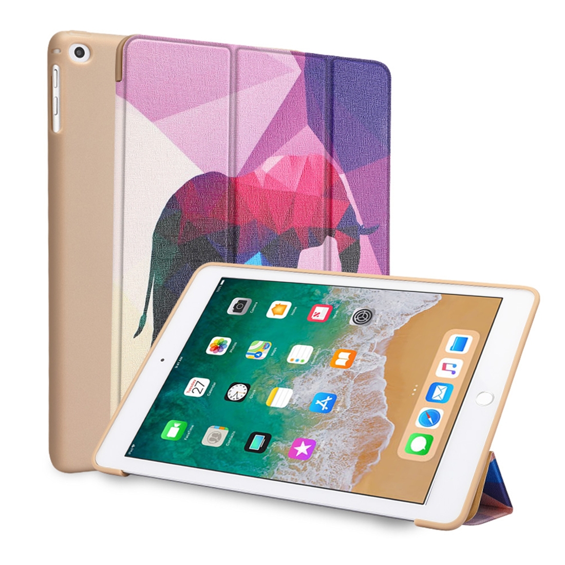 Elephant Pattern Horizontal Flip PU Leather Case for iPad 9.7 (2018) & (2017) / Air 2 / Air, with Three-folding Holder & Honeycomb TPU Cover Elephant Pattern Horizontal Flip PU Leather Case for iPad 9.7 (2018) & (2017) / Air 2 / Air, with Three-folding Holder & Honeycomb TPU Cover