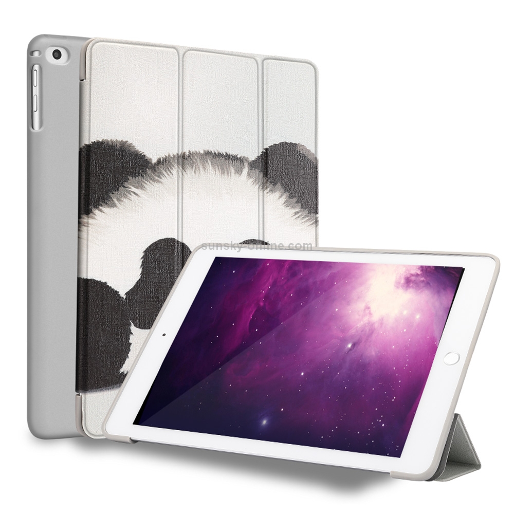 Panda Pattern Horizontal Flip PU Leather Case for iPad 9.7 (2018) & (2017) / Air 2 / Air, with Three-folding Holder & Honeycomb TPU Cover
