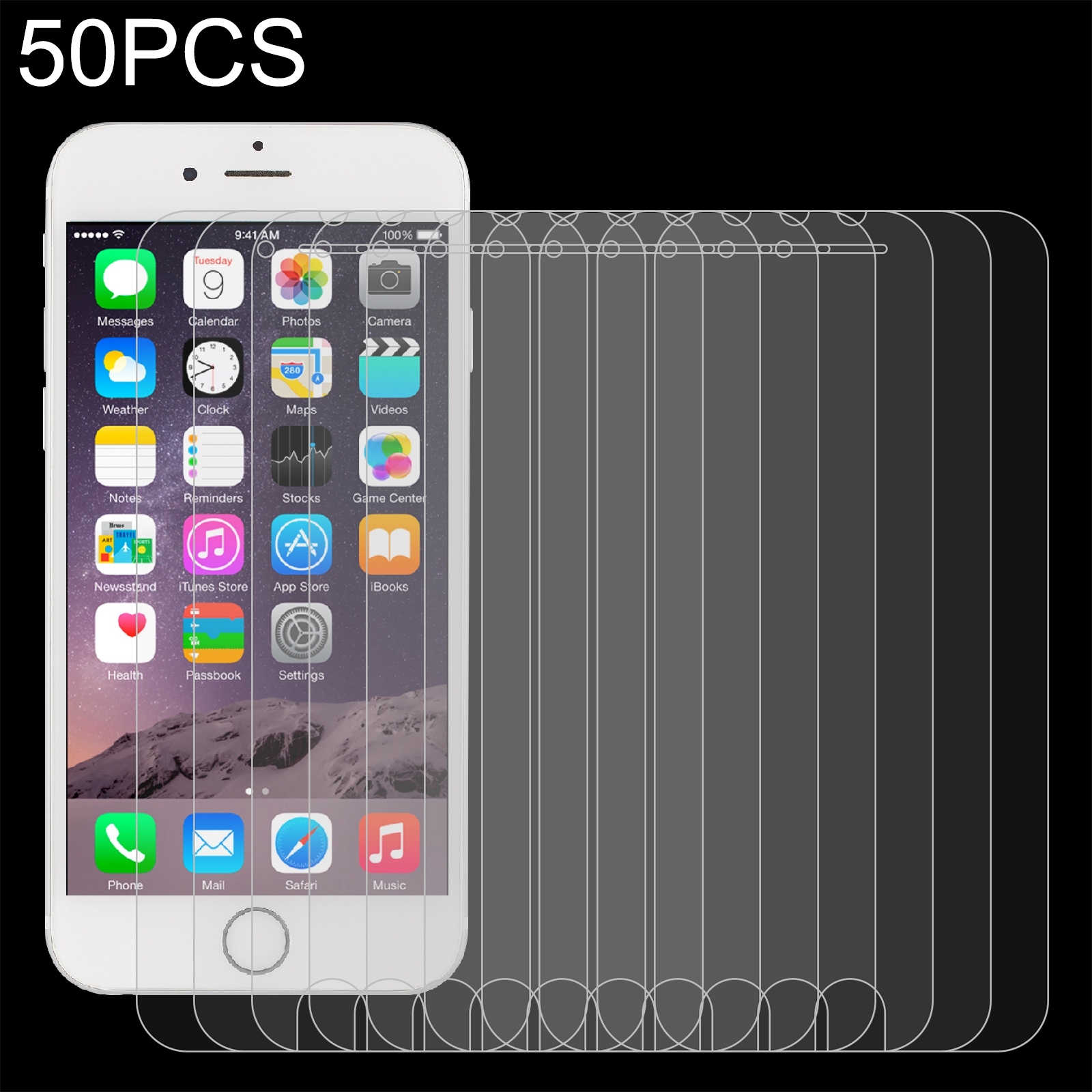 50 PCS For iPhone 8 / 7 / 6 / 6S 0.26mm 9H Surface Hardness 2.5D Explosion-proof Tempered Glass Non-full Screen Film, No Retail Package 50 PCS For iPhone 8 / 7 / 6 / 6S 0.26mm 9H Surface Hardness 2.5D Explosion-proof Tempered Glass Non-full Screen Film, No Retail Package