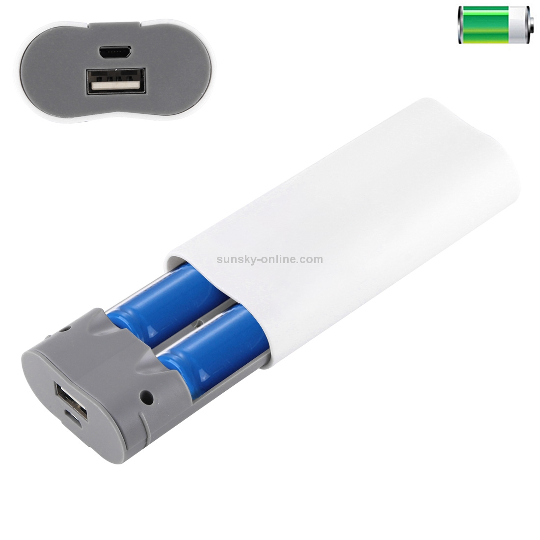DIY 2x 18650 Batteries (Not Included) Portable Power Bank Shell Box Charger(White) DIY 2x 18650 Batteries (Not Included) Portable Power Bank Shell Box Charger(White)