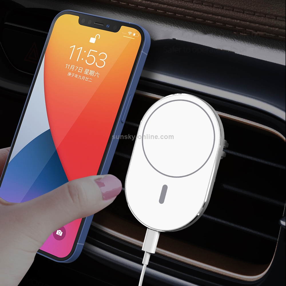 X19 Magsafe Car Air Outlet Vent Mount Clamp Holder 15W Fast Charging Qi Magnetic Wireless Charger(White) X19 Magsafe Car Air Outlet Vent Mount Clamp Holder 15W Fast Charging Qi Magnetic Wireless Charger(White)