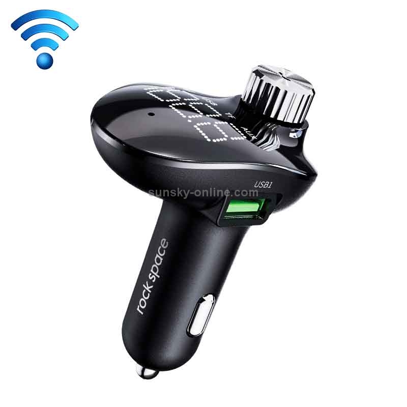ROCK SPACE B302 18W QC3.0 Dual USB Digital Display Bluetooth Car Charger, Support 64GB U Disk & TF Card / FM / AUX / Hands-free Call(Black) ROCK SPACE B302 18W QC3.0 Dual USB Digital Display Bluetooth Car Charger, Support 64GB U Disk & TF Card / FM / AUX / Hands-free Call(Black)