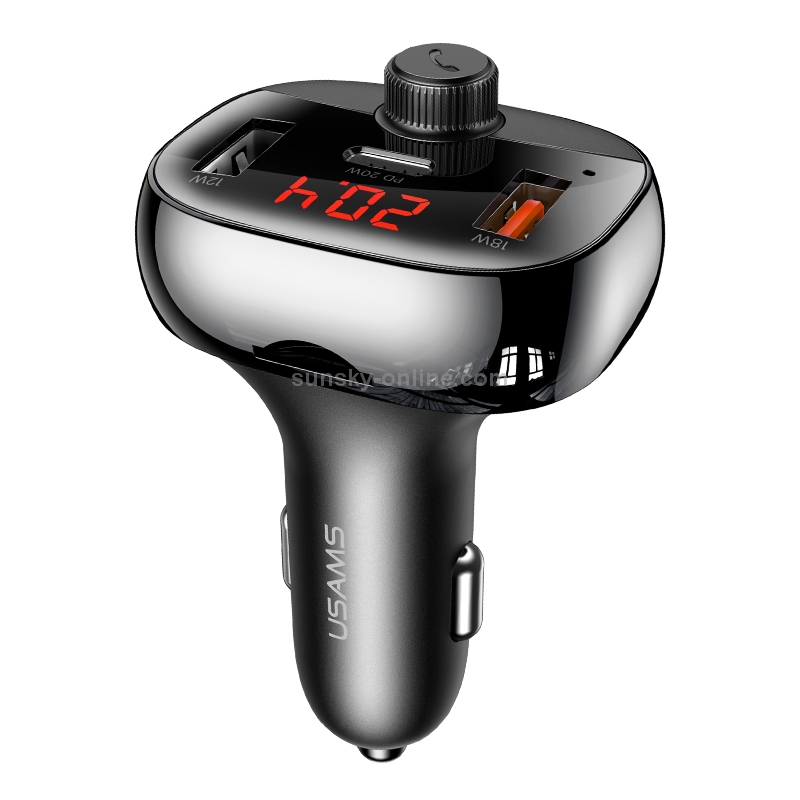 USAMS CC143 C25 50W Dual USB + Type-C 3 Ports Digital Display Wireless FM Car Charger (Black) USAMS CC143 C25 50W Dual USB + Type-C 3 Ports Digital Display Wireless FM Car Charger (Black)