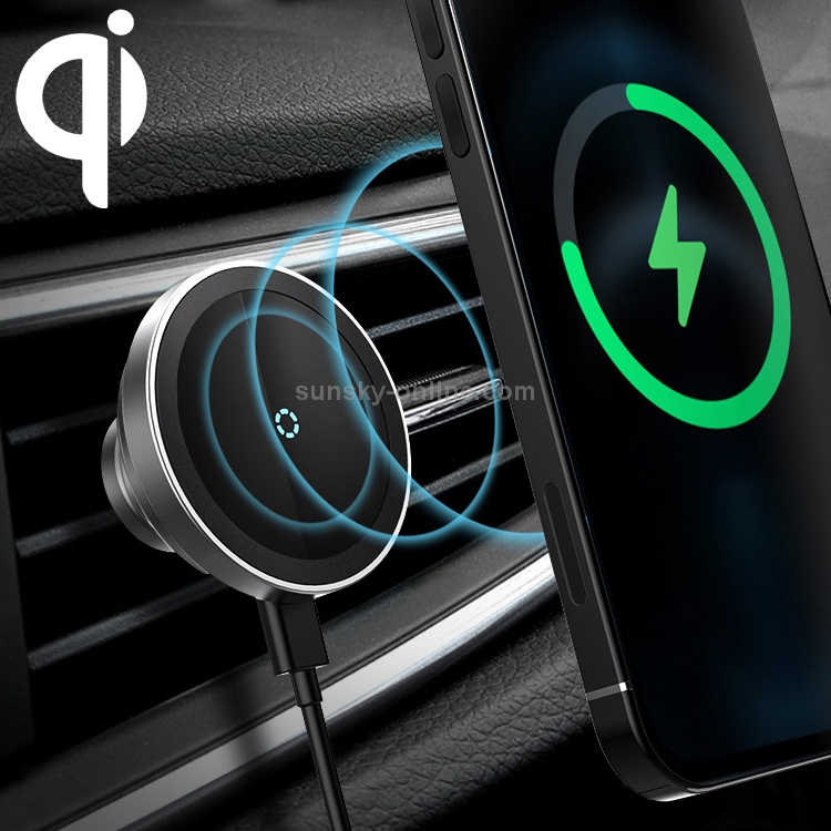12PRO 15W Aluminum Alloy MagSafe Magnetic Car Wireless Charger Mobile Phone Holder (Silver) 12PRO 15W Aluminum Alloy MagSafe Magnetic Car Wireless Charger Mobile Phone Holder (Silver)