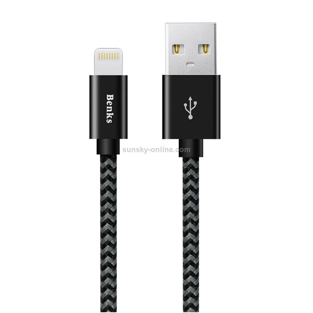 Benks Amber Nylon Braided 0.25m 2A 8 Pin to USB Metal Data Sync Charging Cable Benks Amber Nylon Braided 0.25m 2A 8 Pin to USB Metal Data Sync Charging Cable