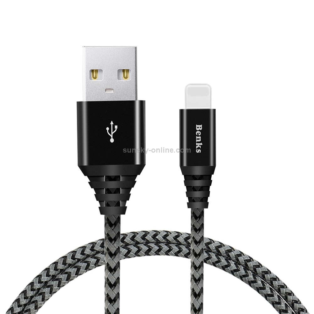 Benks Aluminium + Nylon 1.8m 2A 8 Pin to USB Unbreakable Reflective Data Sync Charging Cable Benks Aluminium + Nylon 1.8m 2A 8 Pin to USB Unbreakable Reflective Data Sync Charging Cable