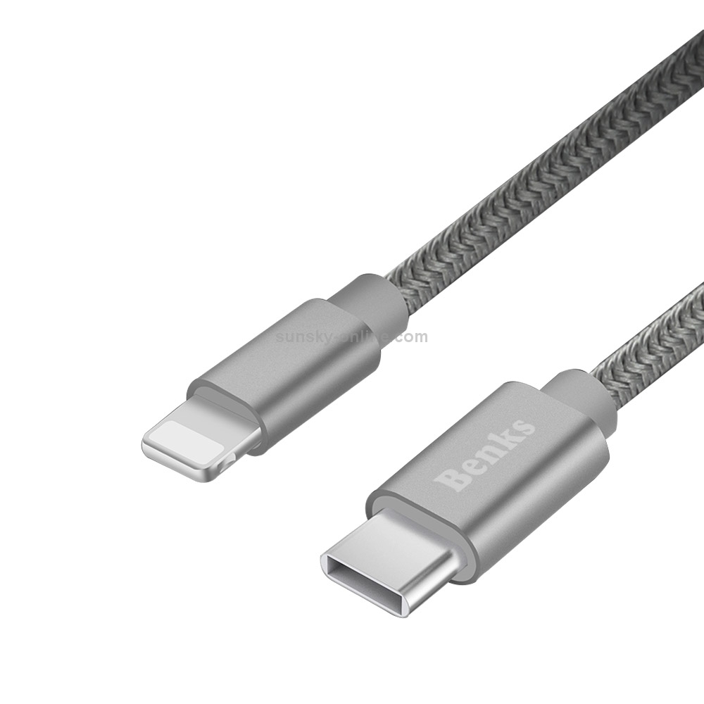 Benks D13 Nylon Braided 1m 2A 8 Pin to USB-C / Type-C Metal Data Sync Charging Cable Benks D13 Nylon Braided 1m 2A 8 Pin to USB-C / Type-C Metal Data Sync Charging Cable