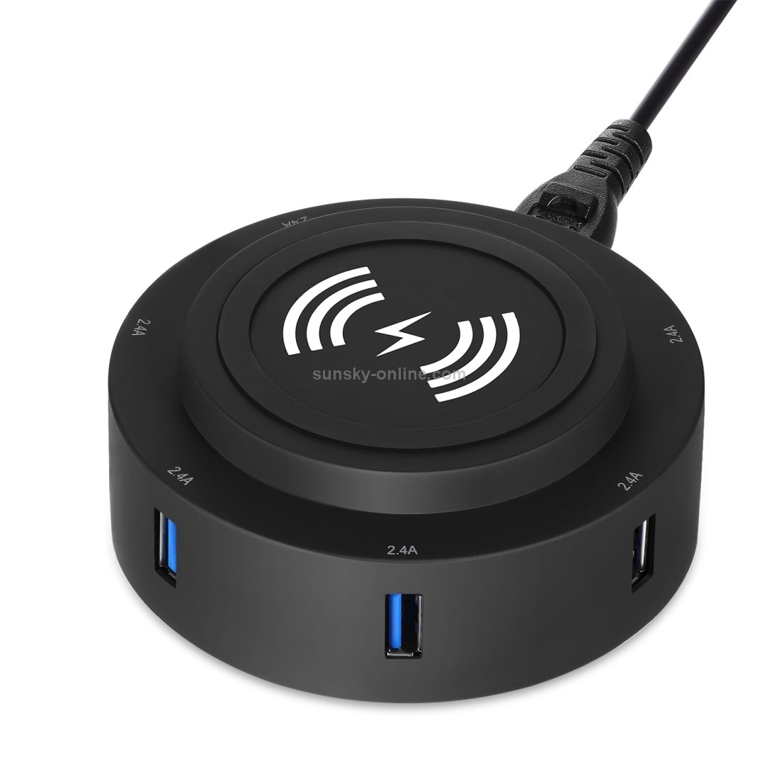 30W 6A 6 USB Ports Quick Charger + Wireless Charger, US Plug