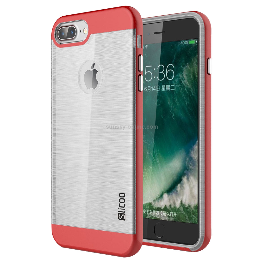 SLiCOO for iPhone 8 Plus & 7 Plus Concise Fashion Separable Dichromatic Brushed Texture Transparent TPU + Electroplating PC Combination Case(Red) SLiCOO for iPhone 8 Plus & 7 Plus Concise Fashion Separable Dichromatic Brushed Texture Transparent TPU + Electroplating PC Combination Case(Red)