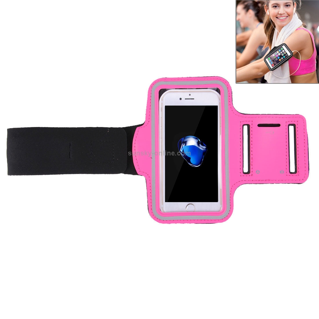 For iPhone 8 Plus & 7 Plus   Sport Armband Case with Key Pocket(Magenta)