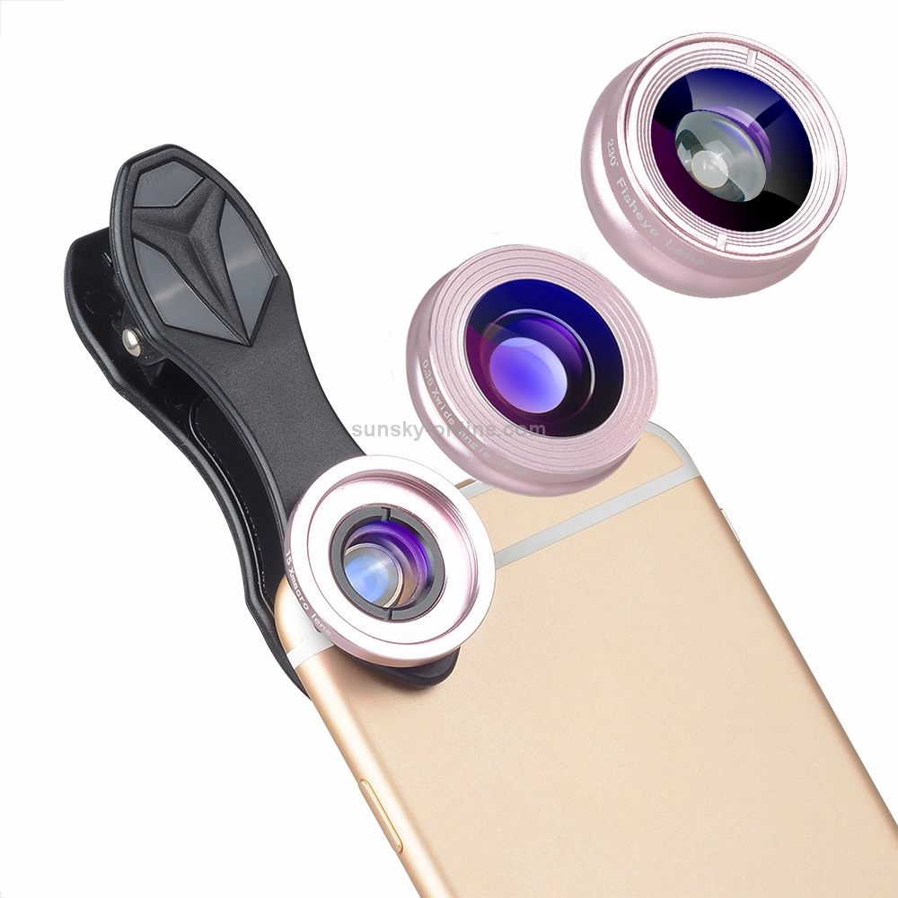 APEXEL APL-SJ3 3 in 1 Universal 230 Degrees Fisheye + 15X Macro Lens + 0.36X Wide-angle Lens Kit APEXEL APL-SJ3 3 in 1 Universal 230 Degrees Fisheye + 15X Macro Lens + 0.36X Wide-angle Lens Kit