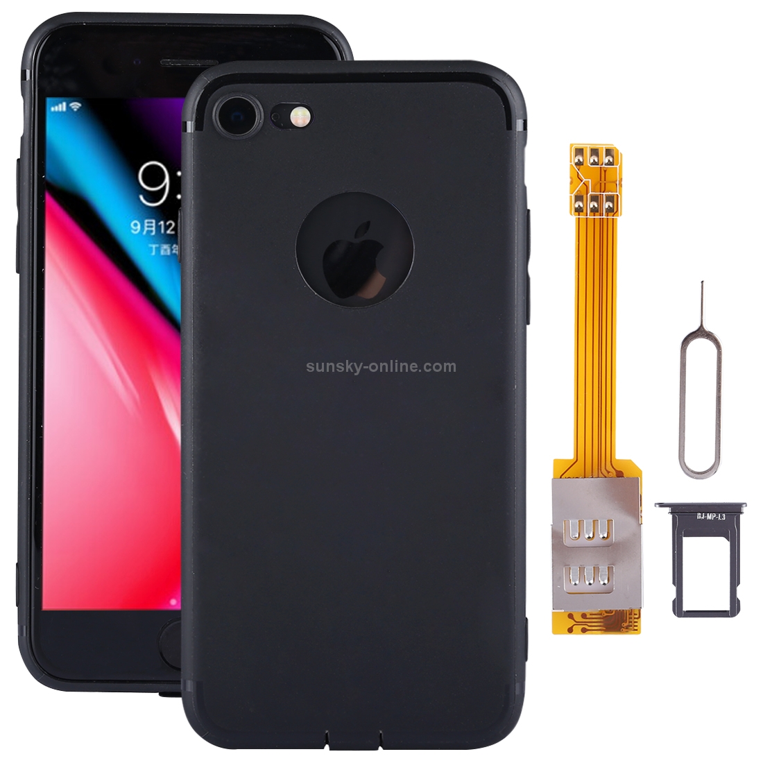 For iPhone 8 Dual SIM Cards Adapter Kit with Soft Protective Case(Black) For iPhone 8 Dual SIM Cards Adapter Kit with Soft Protective Case(Black)