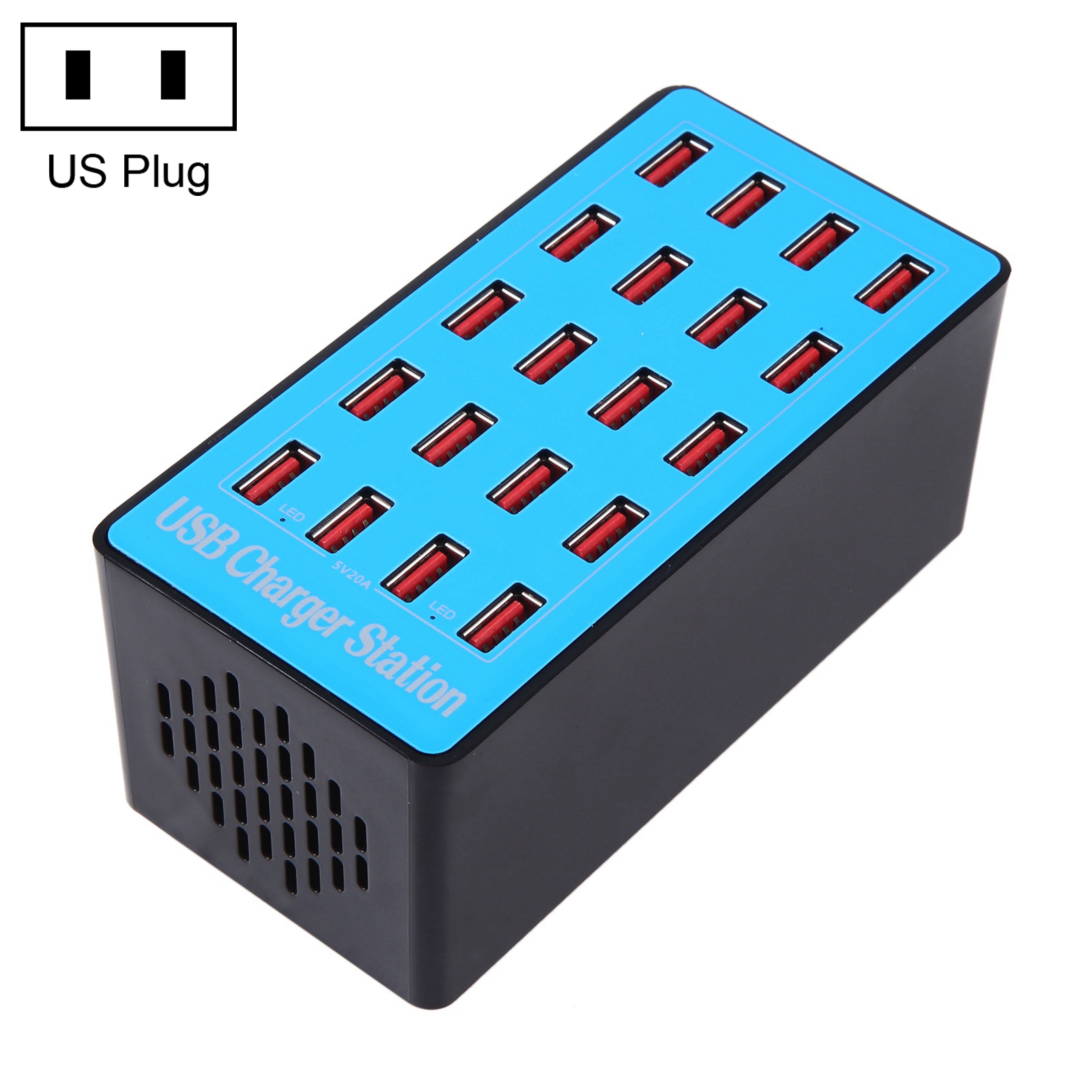 WLX-A5+ 100W 20 USB Ports Charger Station Automatically Assigned Smart Charger with Power LED Indicator, US Plug WLX-A5+ 100W 20 USB Ports Charger Station Automatically Assigned Smart Charger with Power LED Indicator, US Plug