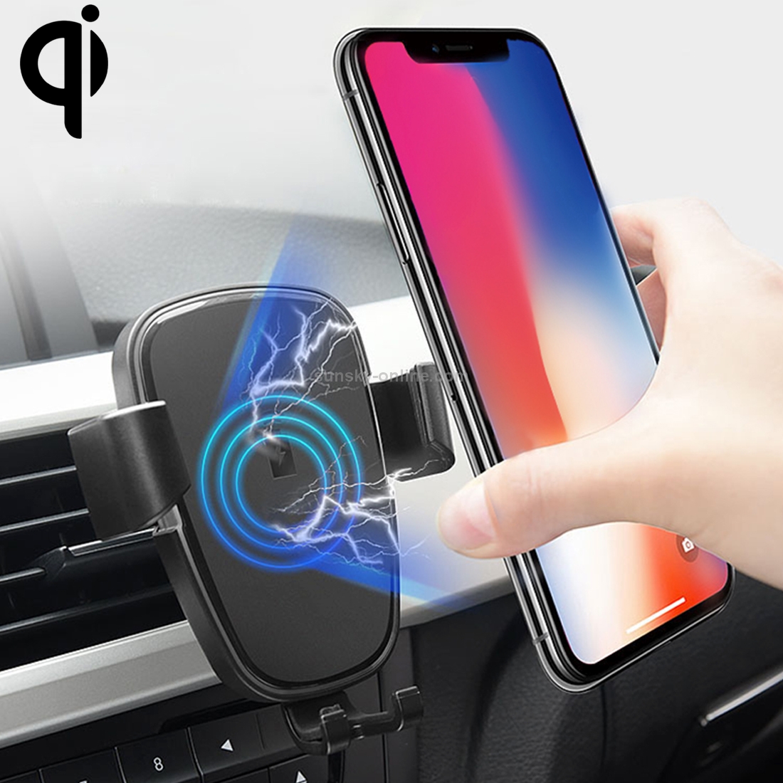 HAMTOD HFC200 10W Output Qi Standard Car Air Outlet Vent Wireless Charging Mount Holder with LED Indicator HAMTOD HFC200 10W Output Qi Standard Car Air Outlet Vent Wireless Charging Mount Holder with LED Indicator