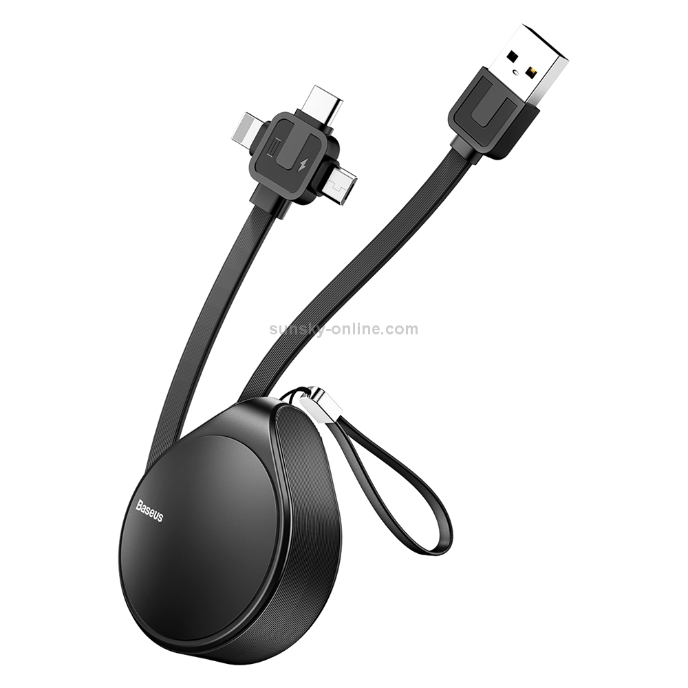 Baseus 1.5m 1.5A Waterdrop Retractable Fast Charging TPE Cord 3 in 1 Micro USB + 8 Pin + Type-C Charge Data Syn Cable