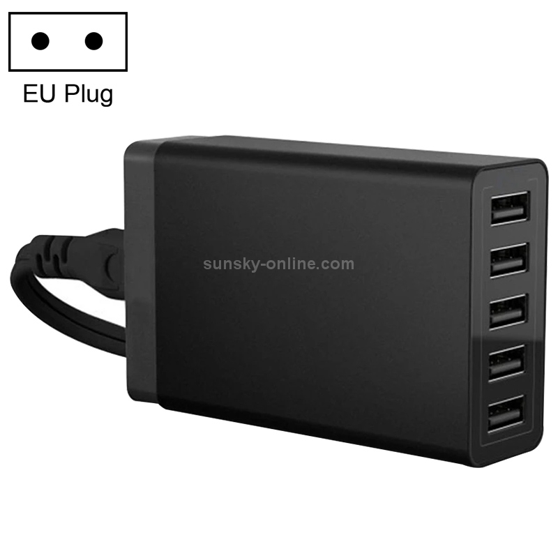 XBX09 40W 5V 8A 5 USB Ports Quick Charger Travel Charger, EU Plug(EU Plug)