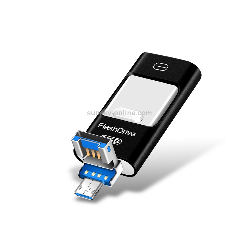 64GB USB 3.0 + 8 Pin + Mirco USB Android iPhone Computer Dual-use Metal Flash Drive (Black) 64GB USB 3.0 + 8 Pin + Mirco USB Android iPhone Computer Dual-use Metal Flash Drive (Black)