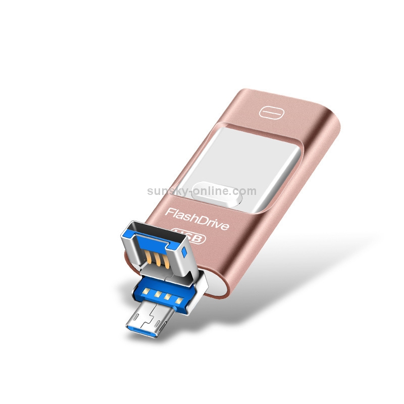 128GB USB 3.0 + 8 Pin + Mirco USB Android iPhone Computer Dual-use Metal Flash Drive (Rose Gold) 128GB USB 3.0 + 8 Pin + Mirco USB Android iPhone Computer Dual-use Metal Flash Drive (Rose Gold)
