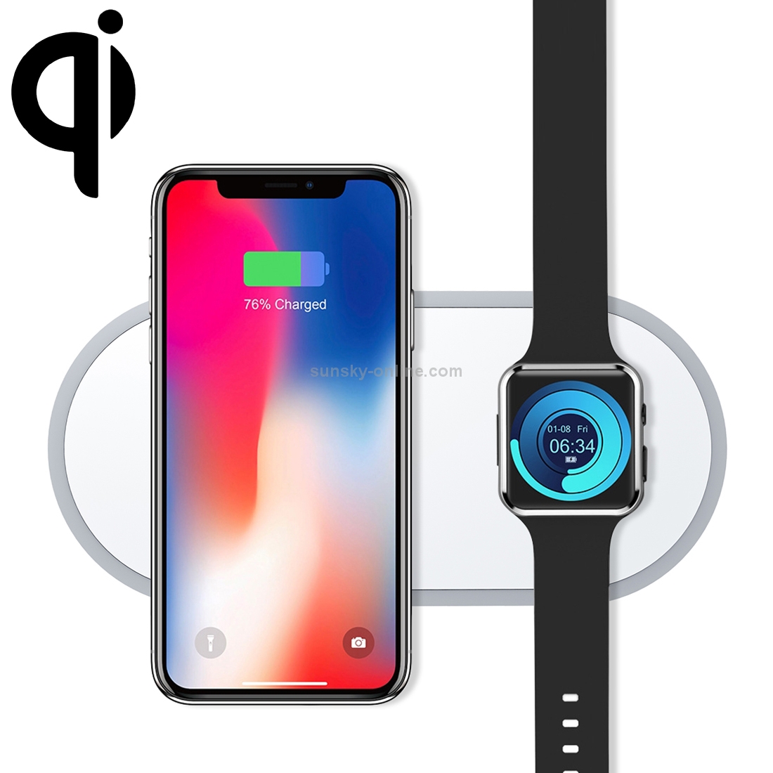 W32 2 in 1 QI Standard Dual Charge Wireless Charger for QI Standard Mobile Phone & iWatch(White) W32 2 in 1 QI Standard Dual Charge Wireless Charger for QI Standard Mobile Phone & iWatch(White)