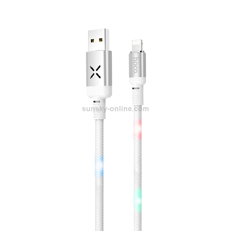 hoco U63 8 Pin to USB Voice Activation Flashing Charging Data Cable, Length: 1.2m(White) hoco U63 8 Pin to USB Voice Activation Flashing Charging Data Cable, Length: 1.2m(White)