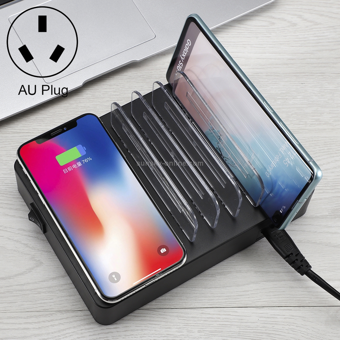 50W 6 USB Ports + 2 USB-C / Type-C Ports + Wireless Charging Multi-function Charger with LED Display & Detachable Bezel, AU Plug 50W 6 USB Ports + 2 USB-C / Type-C Ports + Wireless Charging Multi-function Charger with LED Display & Detachable Bezel, AU Plug