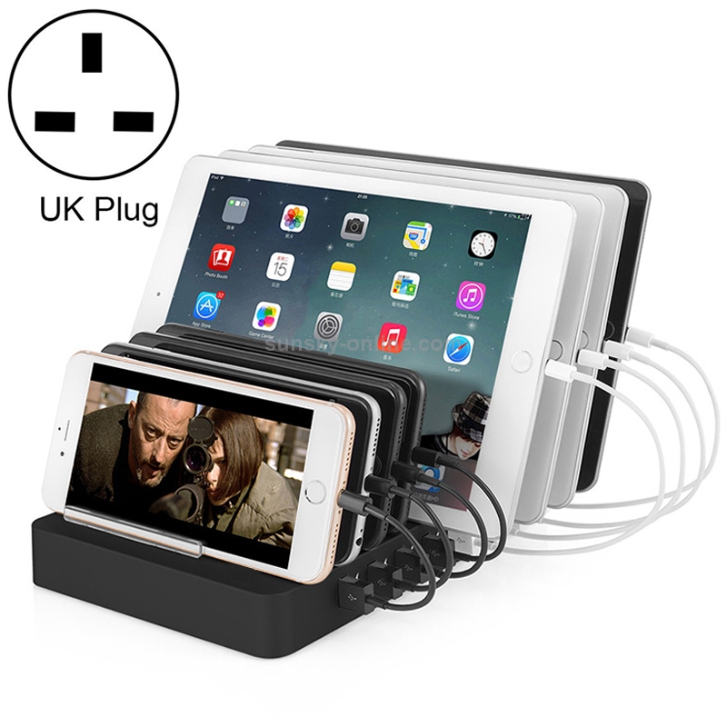 X6 96W 2.4A 8 USB Ports Smart Charger with Detachable Bezel, UK Plug(Black)