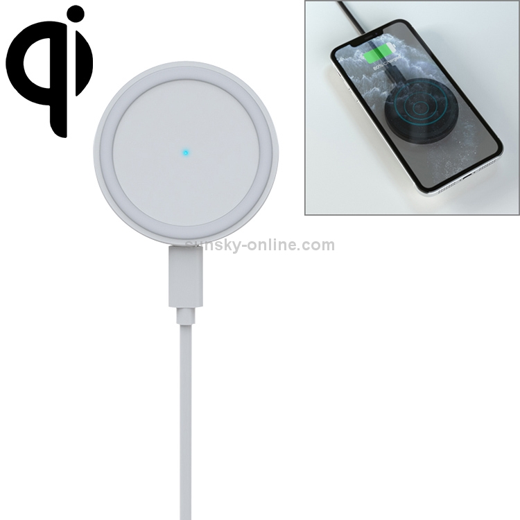JJT-963 15W QI Standard Round Magsafe Wireless Fast Charge Charger (White) JJT-963 15W QI Standard Round Magsafe Wireless Fast Charge Charger (White)