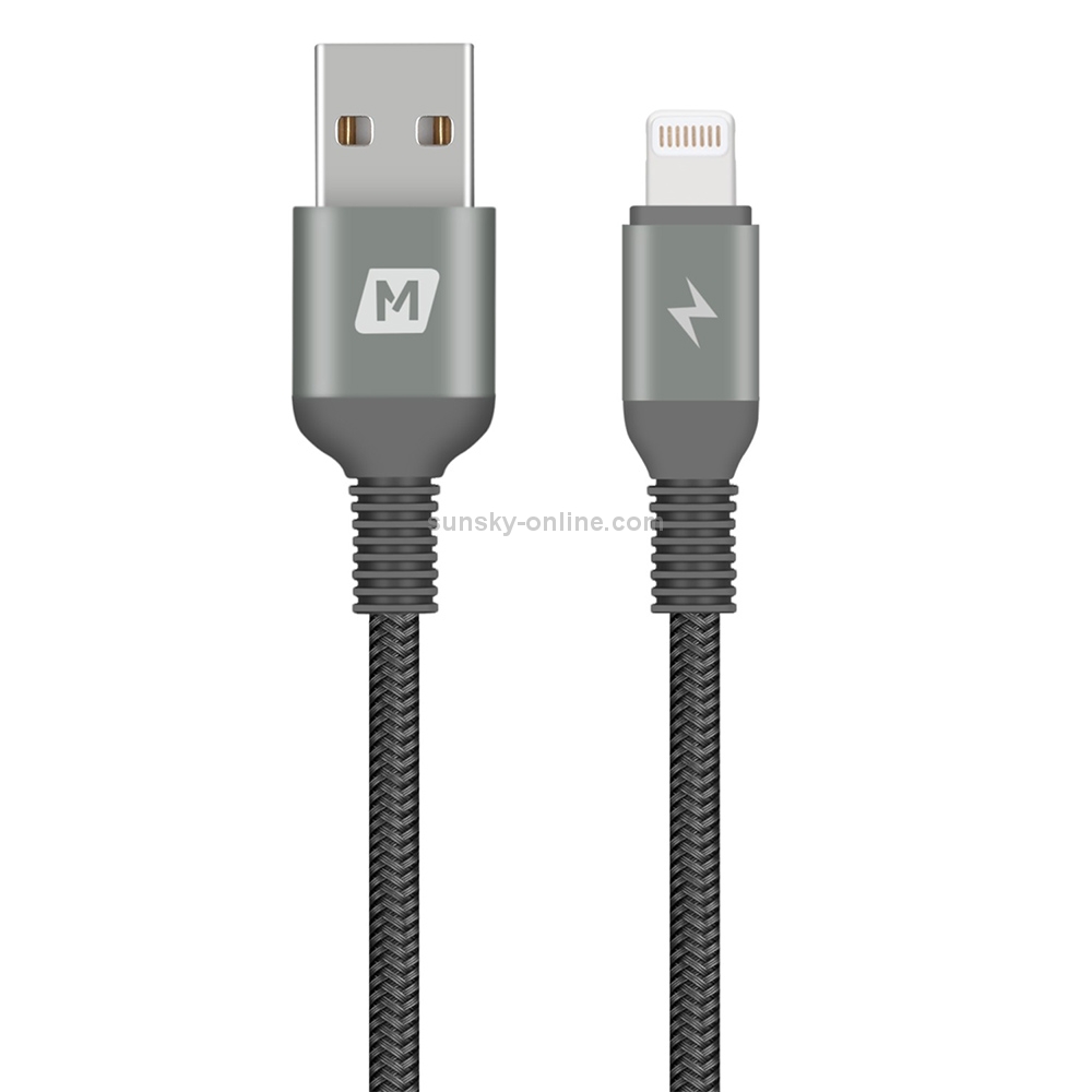 MOMAX DL12D 2.4A USB to 8 Pin MFi Certified Elite Link Nylon Braided Data Cable, Cable Length: 0.3m(Dark Gray)